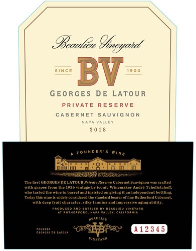 Beaulieu Vineyard 2018 Georges De Latour Private Reserve Cabernet Sauvignon (Napa…