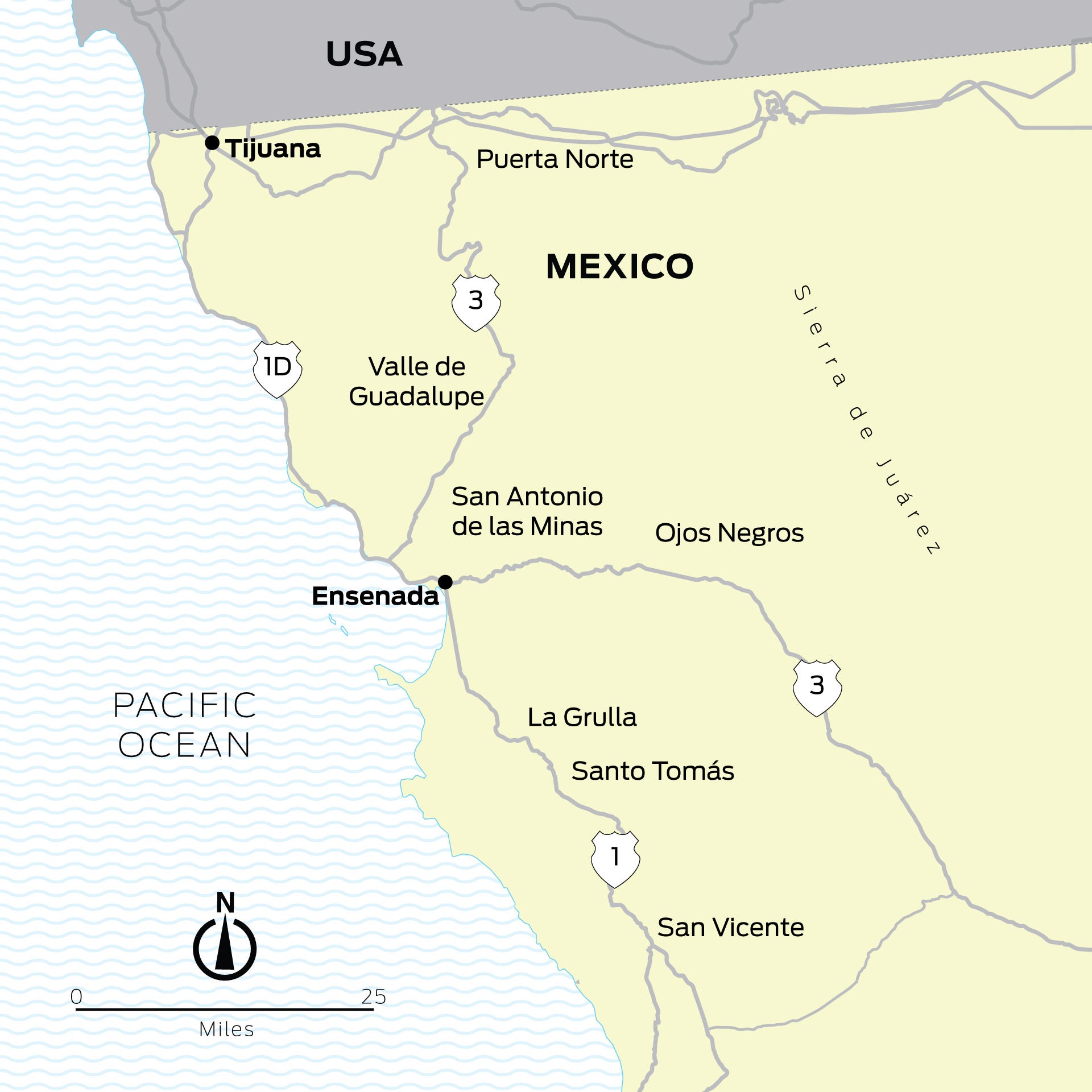 Map of Baja wine regions