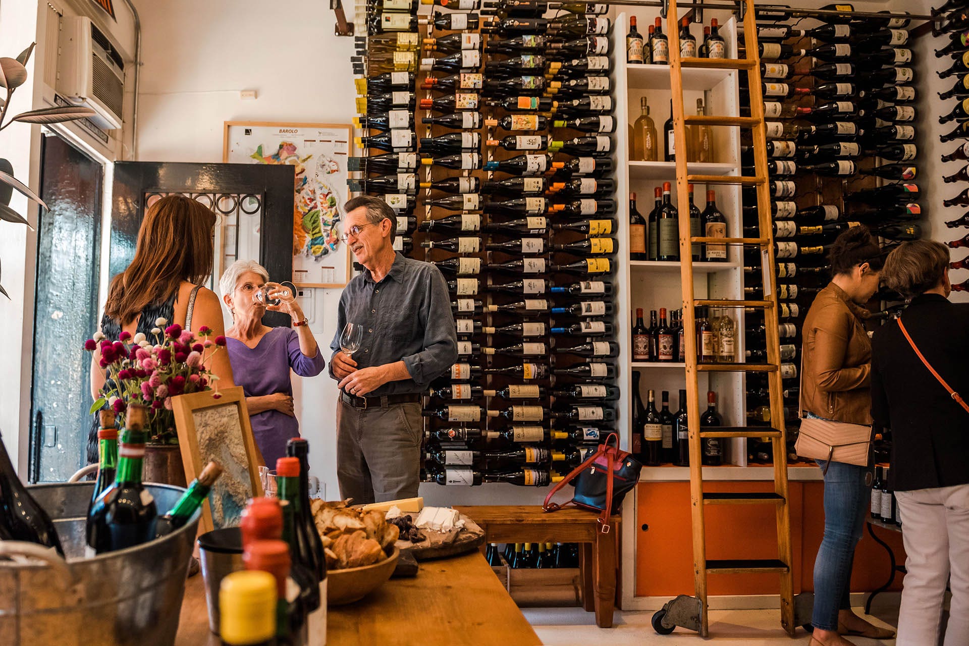Interior of Biondivino wines, with shelves of bottles