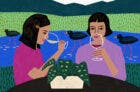 Women from New Zealand drinking wine